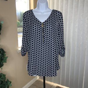 Roz & Ali Blouse | White/Navy Circles | Small